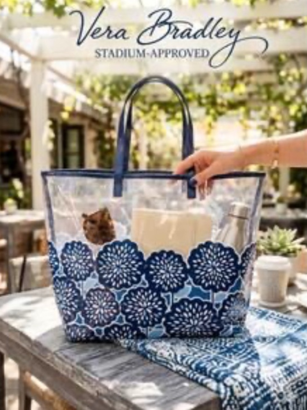 LMT: Vera Bradley Petal Splash Clear Blue Flower Beach Pool Tote Bag